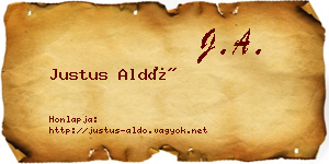 Justus Aldó névjegykártya